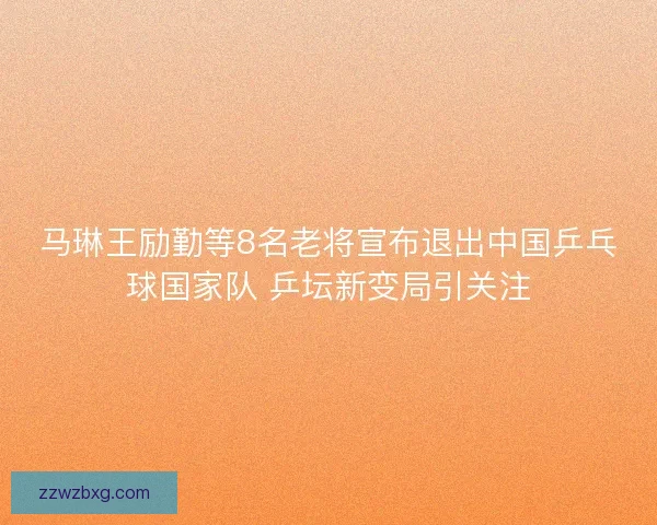 马琳王励勤等8名老将宣布退出中国乒乓球国家队 乒坛新变局引关注