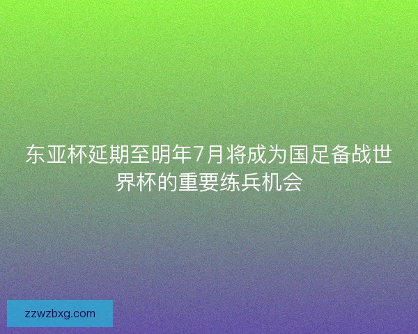 东亚杯延期至明年7月将成为国足备战世界杯的重要练兵机会