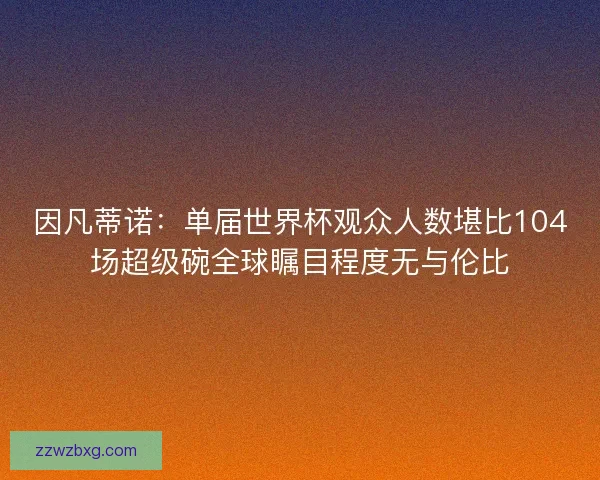 因凡蒂诺：单届世界杯观众人数堪比104场超级碗全球瞩目程度无与伦比