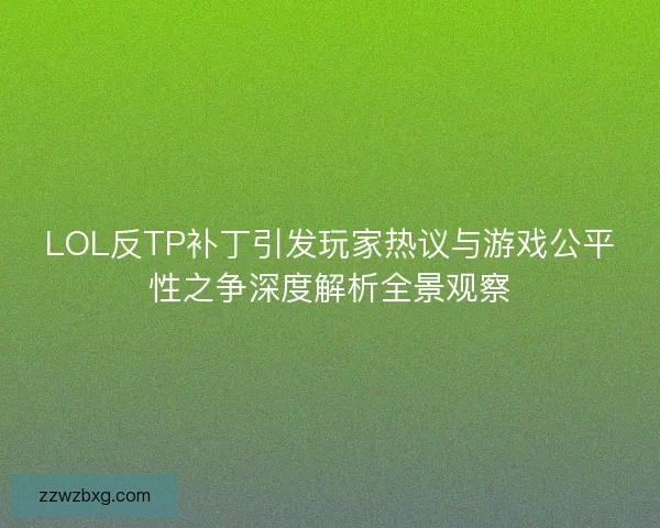 LOL反TP补丁引发玩家热议与游戏公平性之争深度解析全景观察