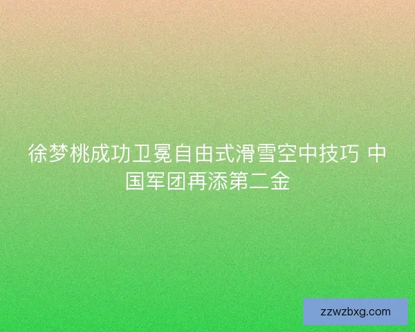 徐梦桃成功卫冕自由式滑雪空中技巧 中国军团再添第二金 徐梦桃成功卫冕自由式滑雪空中技巧 中国军团再添第二金